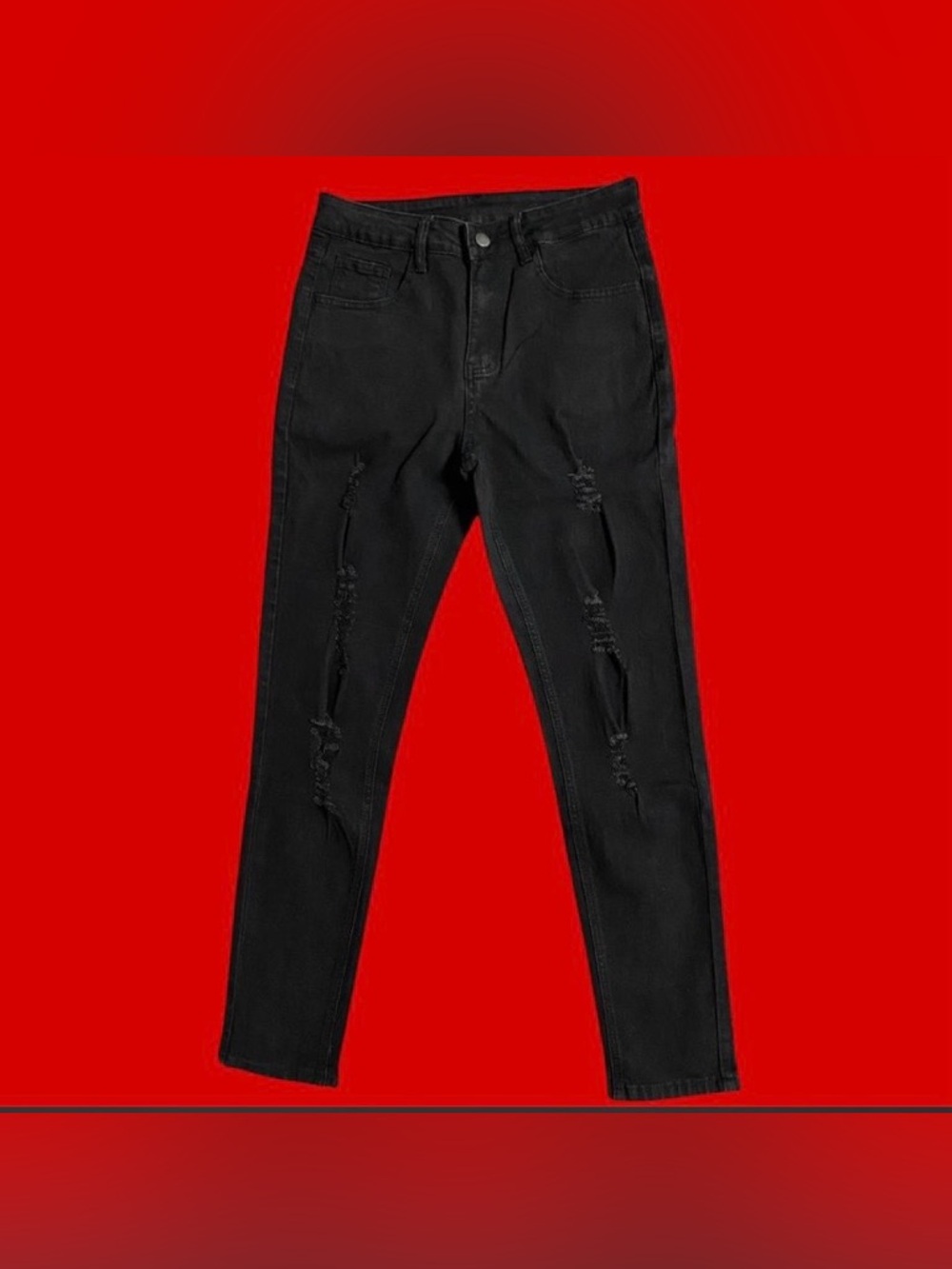 SHEIN “Manfinity LEGND Men Cotton Ripped Frayed Skinny Jeans”